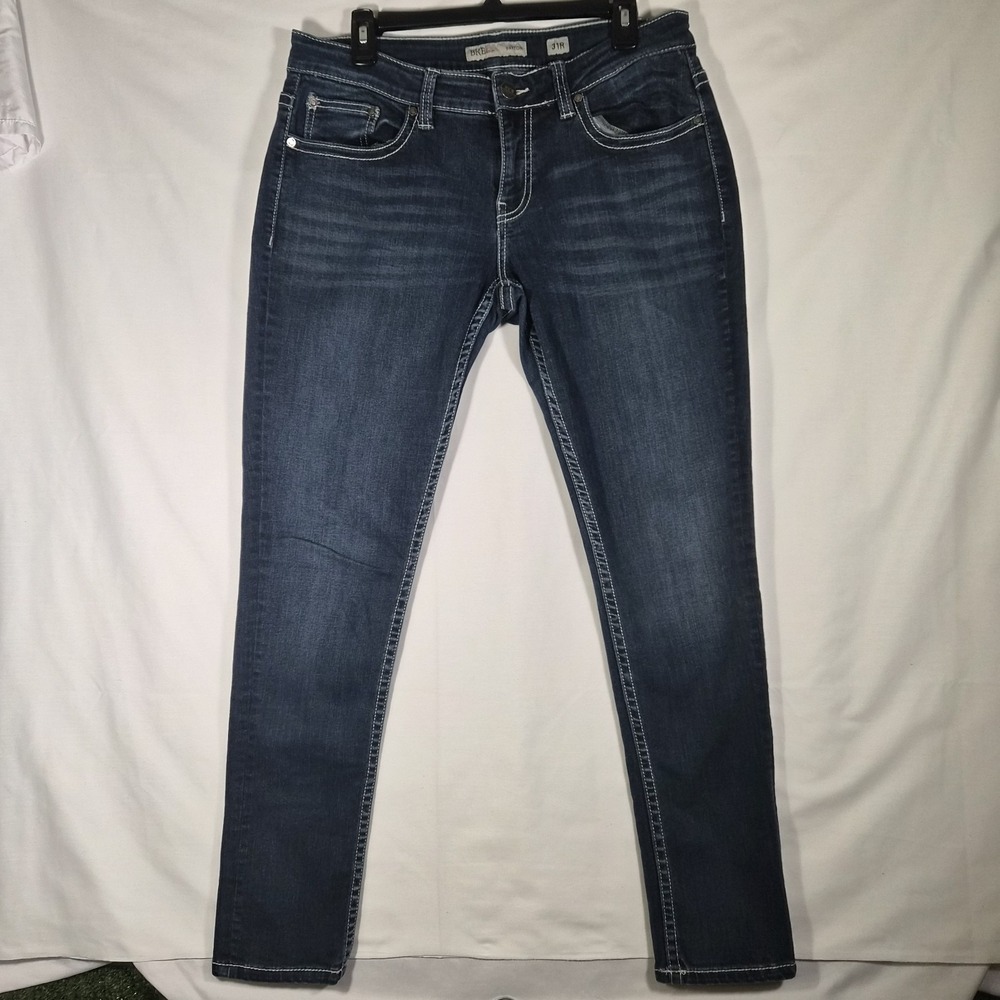 BKE Payton Jeans Womens 31R Bootcut Stretch Dark Wash Denim Buckle Mid Rise